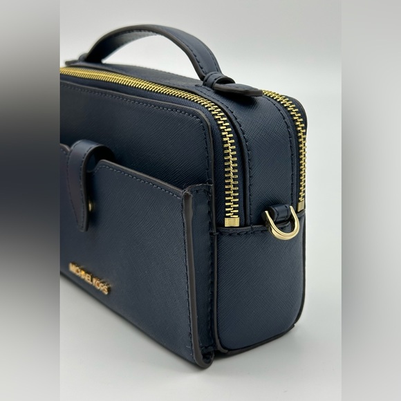 Michael Kors Navy Jet Set Medium Double Zip Phone Crossbody  Bag - Picture 9 of 15